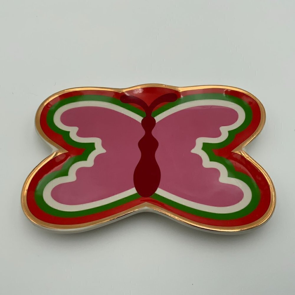 Pink Butterfly With Gold Trim Trinket Tray by Ban.do - Picture 2 of 5